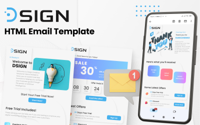 Dsign - Pacote de modelos de e-mail Bem-vindo, promocional e e-mail de agradecimento