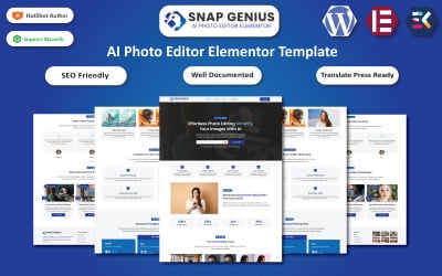 Snap Genius - AI Photo Editor Website Elementor Template