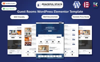 Peaceful Stays - Guest Rooms, Hotel & Resort WordPress Elementor Template