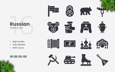 16 Russian Solid Icon Set