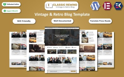 Klasik Geri Sarma - Vintage ve Retro Blog Elementor Şablonu
