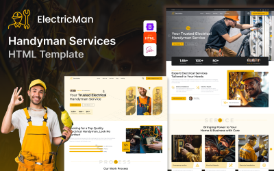 Plantilla HTML5 para electricistas: servicios de mantenimiento y reparación eléctrica
