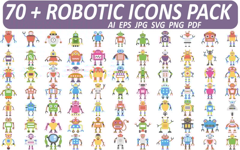 Comprehensive Robotic Icons Pack - 70+ High-Quality Vector Icons